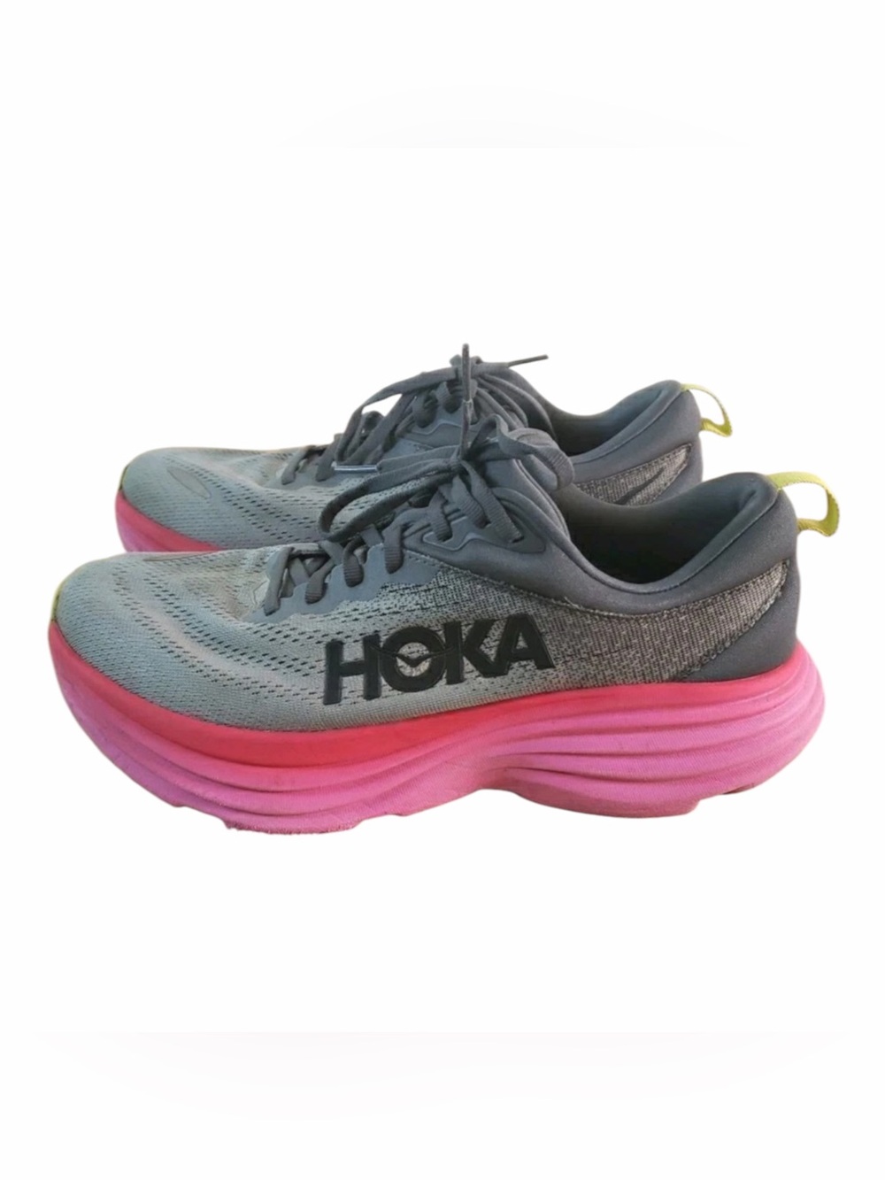 HOKA One One Bondi 8 Gray Pink Running Shoes Womens Size 10.5